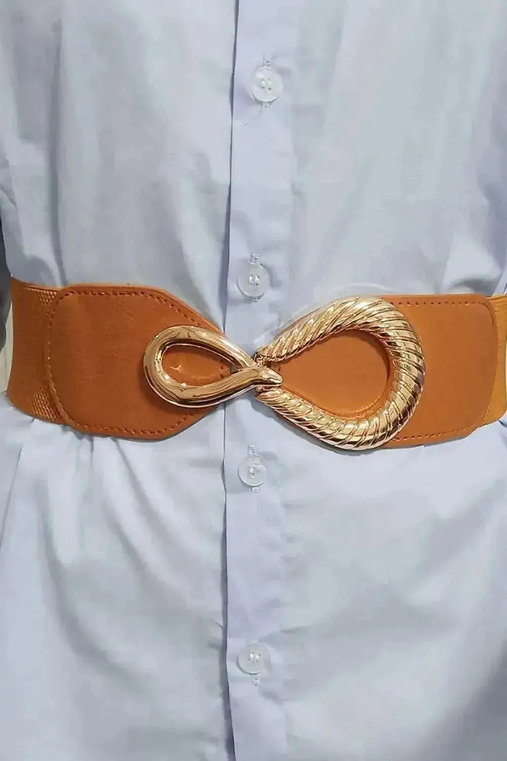 Ribbed Alloy Buckle Elastic Belt - Bad Moms Club