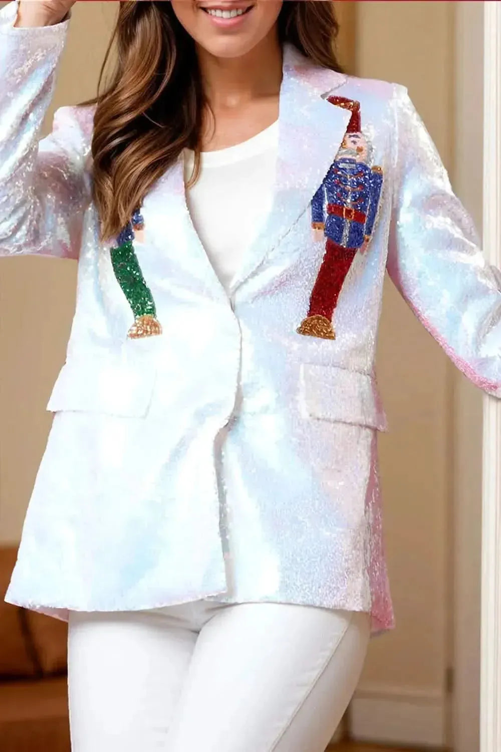 Sequin Nutcracker Long Sleeve Blazer - Bad Moms Club
