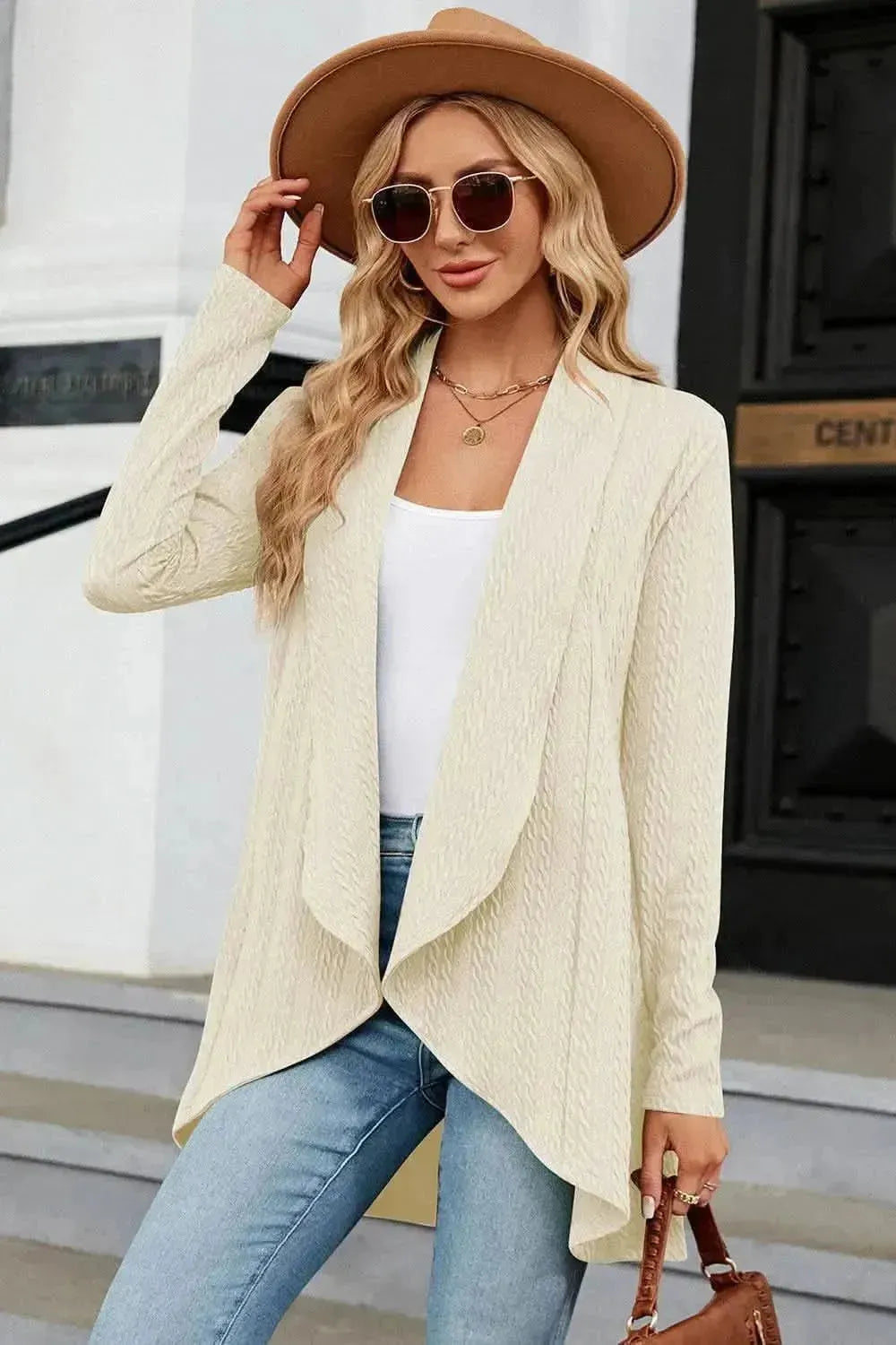 Open Front Long Sleeve Cardigan - Bad Moms Club