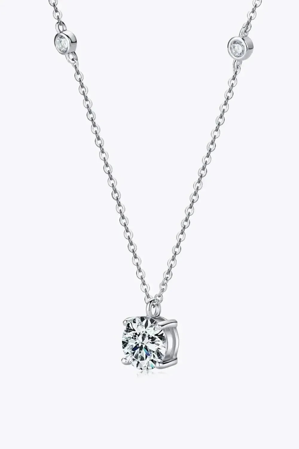 2 Carat Moissanite 4-Prong 925 Sterling Silver Necklace - Bad Moms Club
