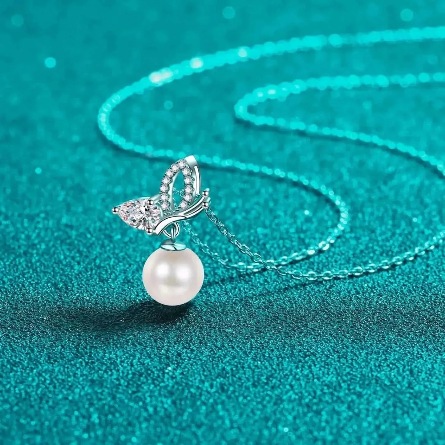 Pearl Pendant Moissanite 925 Sterling Silver Necklace - Bad Moms Club