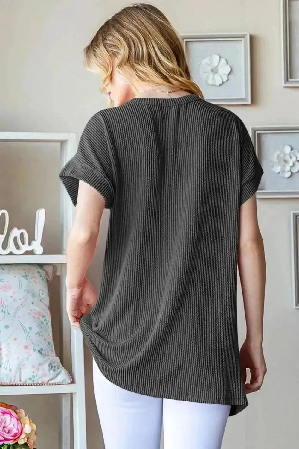 Heimish Full Size USA Graphic Short Sleeve Ribbed Top - Bad Moms Club