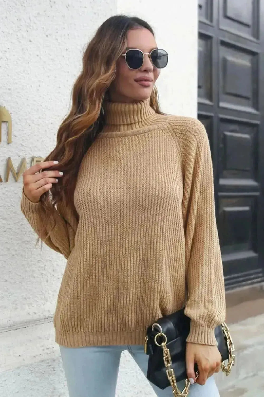 Turtleneck Rib-Knit Sweater - Bad Moms Club