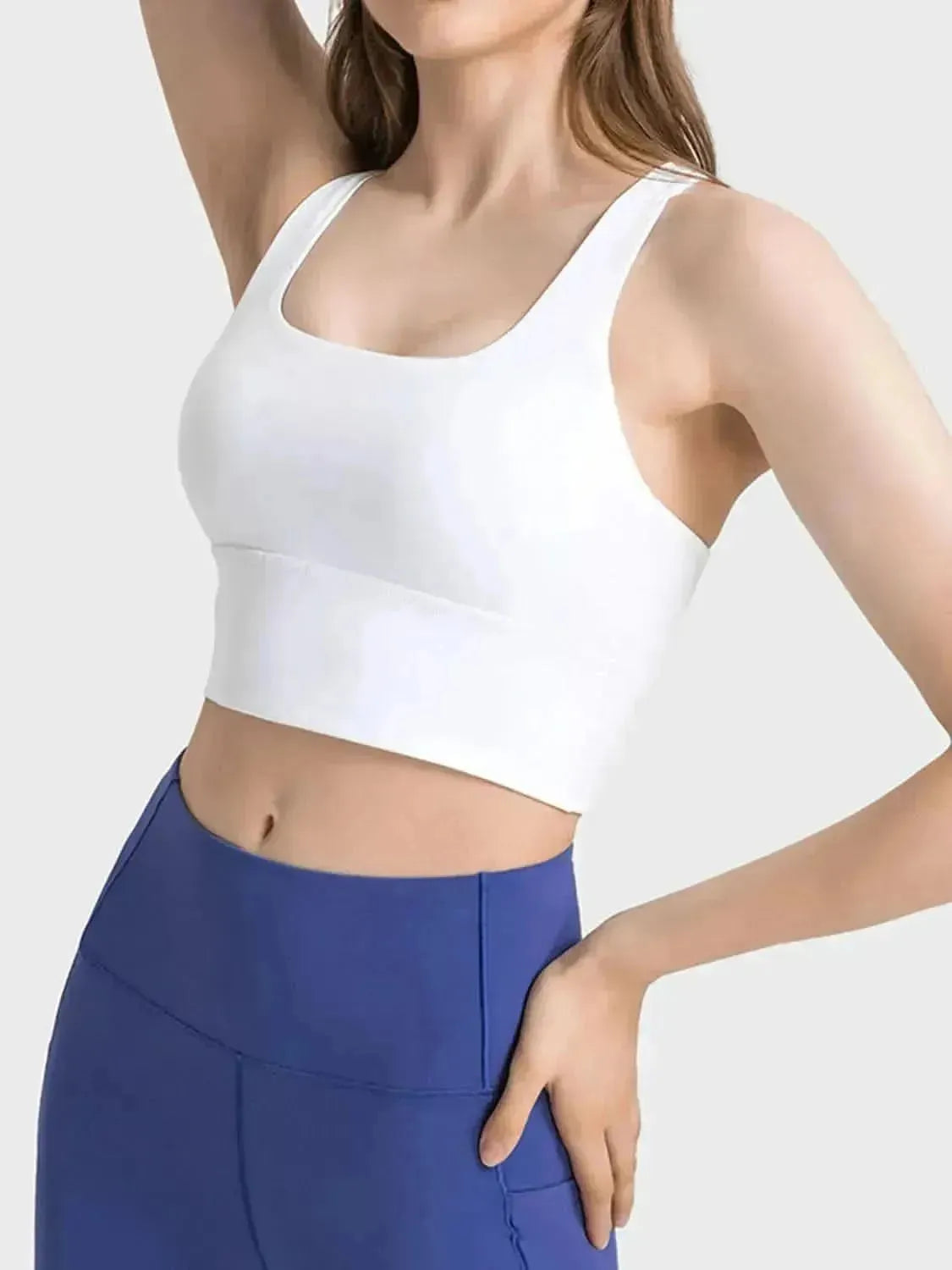 Scoop Neck Crisscross Straps Sports Bra - Bad Moms Club