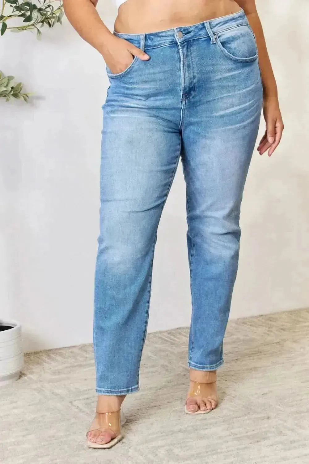 RISEN Full Size Mid Rise Skinny Jeans - Bad Moms Club
