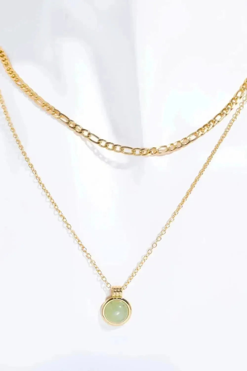 Copper 14K Gold-Plated Round Shape Aventurine Pendant Necklace - Bad Moms Club