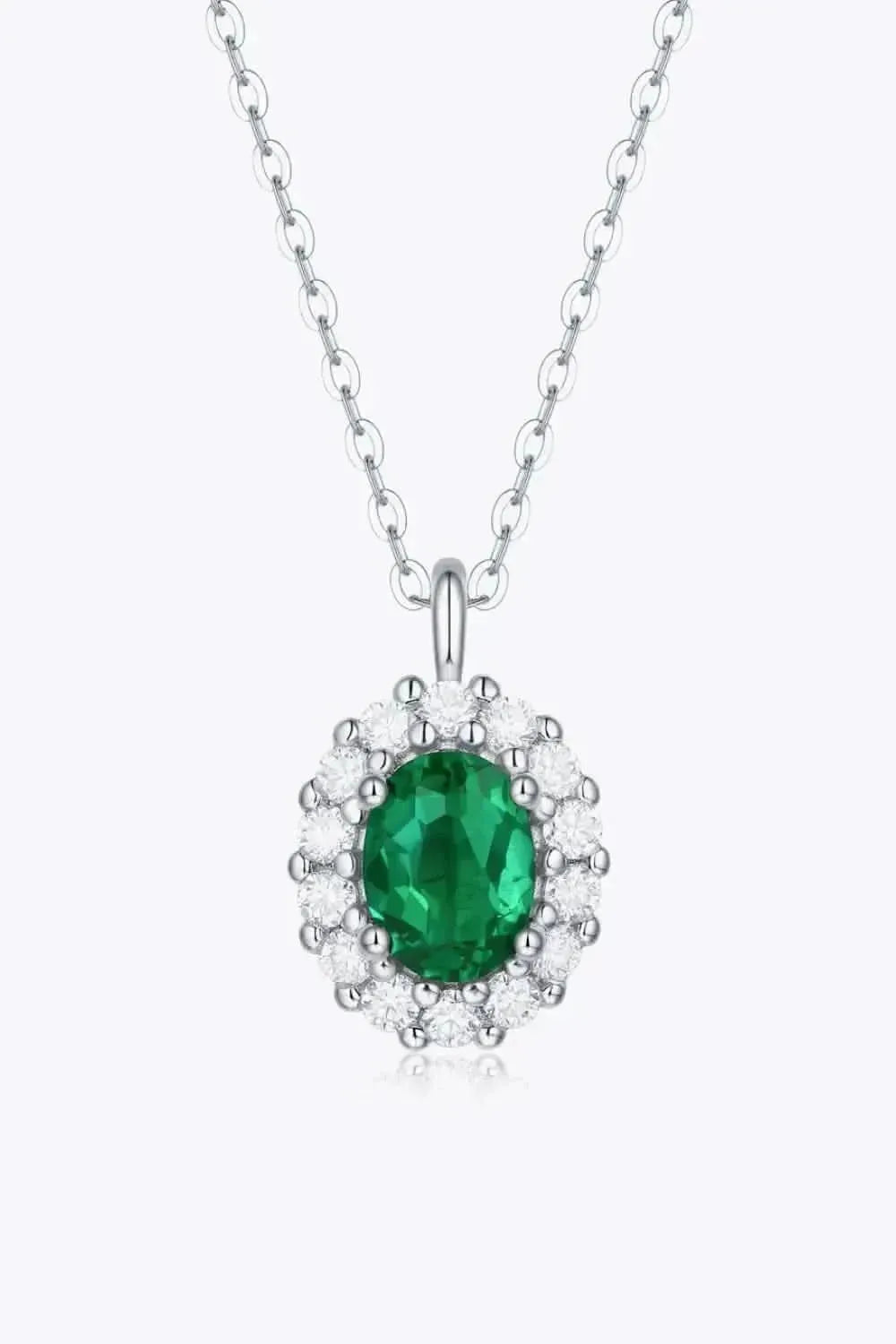 1.5 Carat Lab-Grown Emerald 925 Sterling Silver Necklace - Bad Moms Club