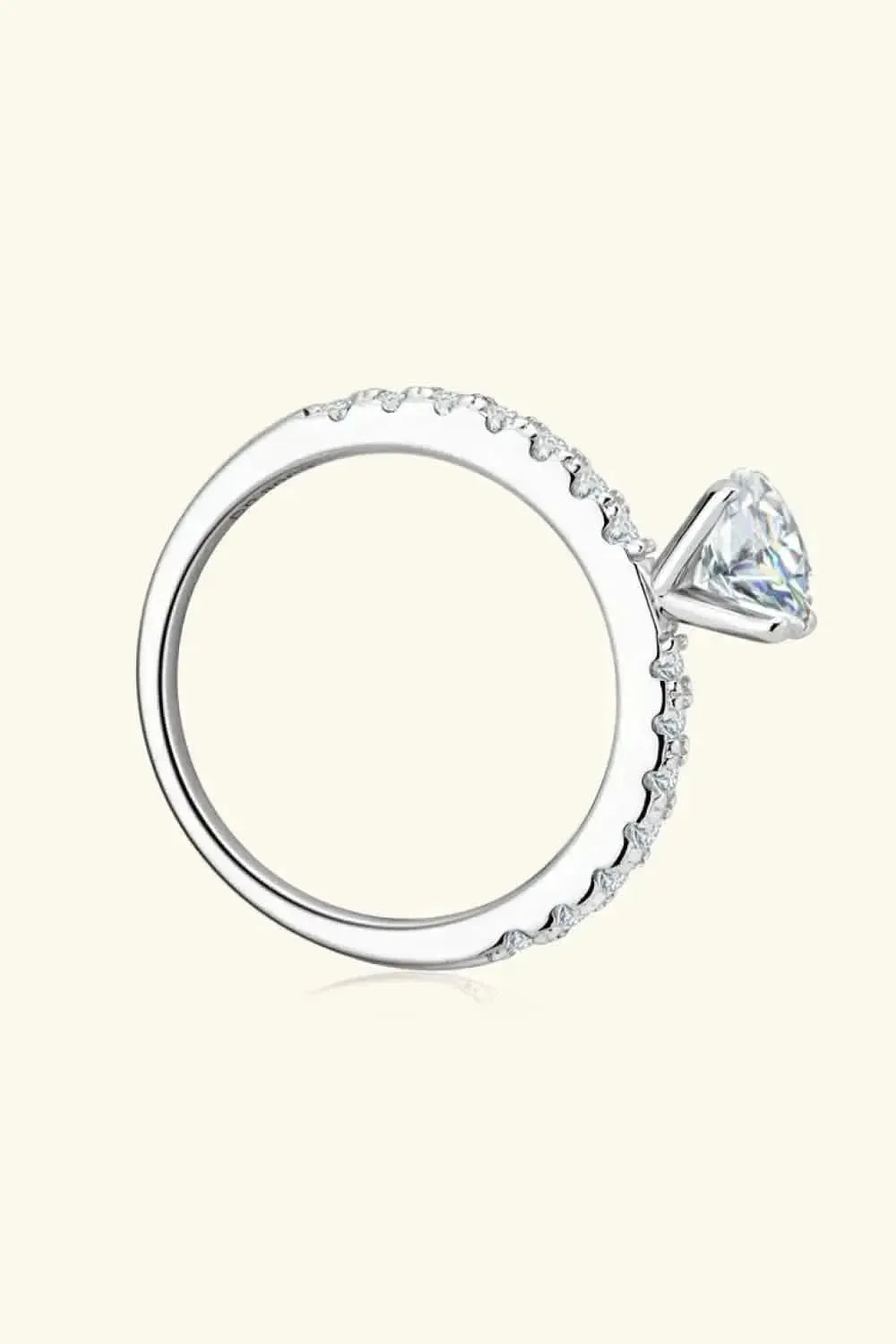 Moissanite Platinum-Plated Side Stone Ring - Bad Moms Club