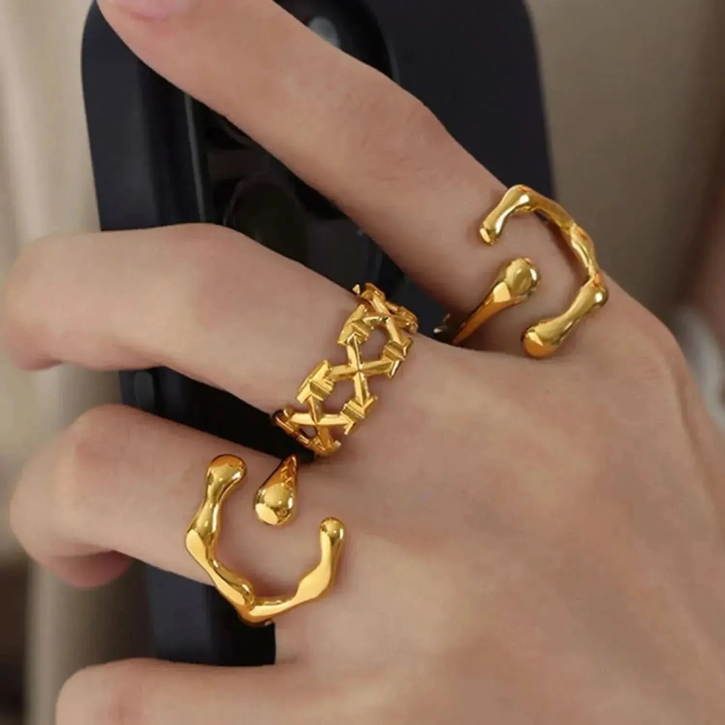 18K Gold-Plated Irregular Open Ring - Bad Moms Club