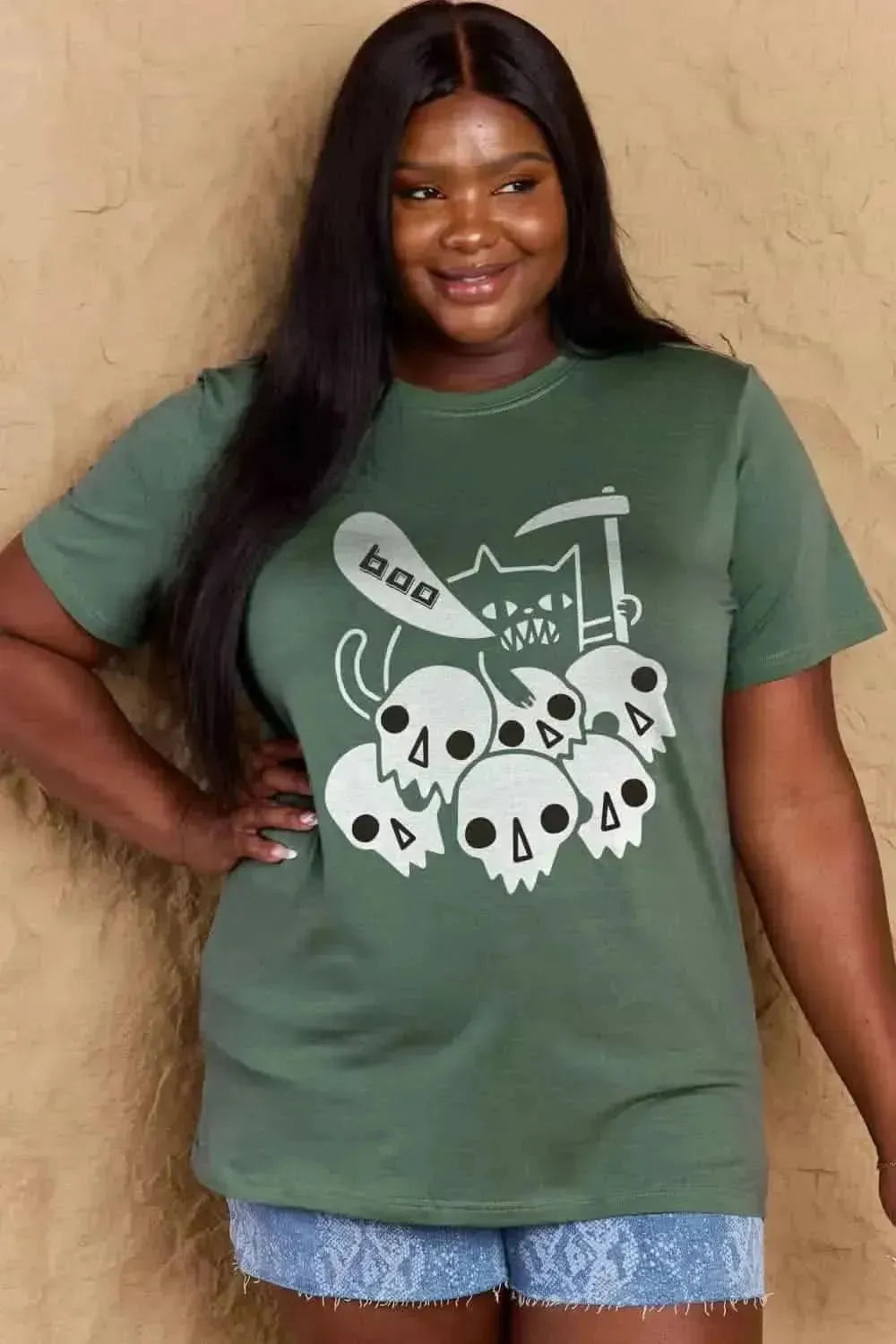 Simply Love Full Size Graphic BOO Cotton T-Shirt - Bad Moms Club