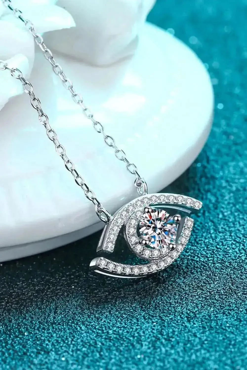 Moissanite Evil Eye Pendant 925 Sterling Silver Necklace - Bad Moms Club