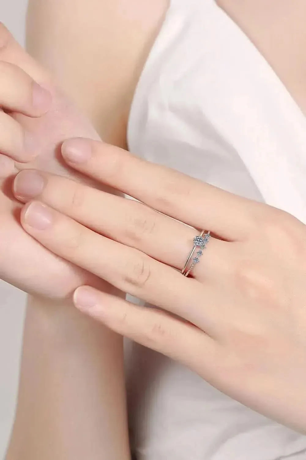Moissanite 925 Sterling Silver Two-Piece Ring Set - Bad Moms Club