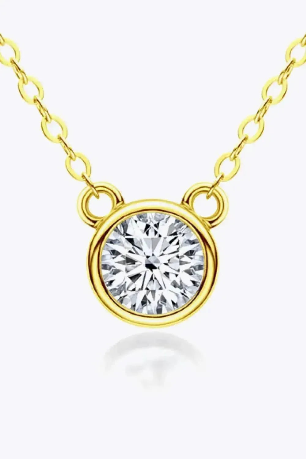 925 Sterling Silver 1 Carat Moissanite Round Pendant Necklace - Bad Moms Club