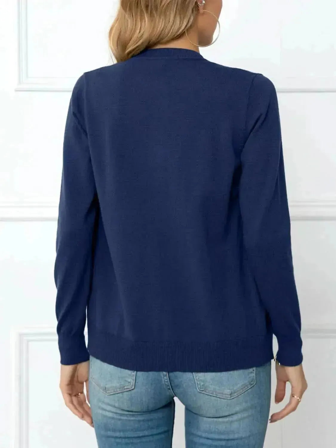 Button Down Round Neck Cardigan - Bad Moms Club