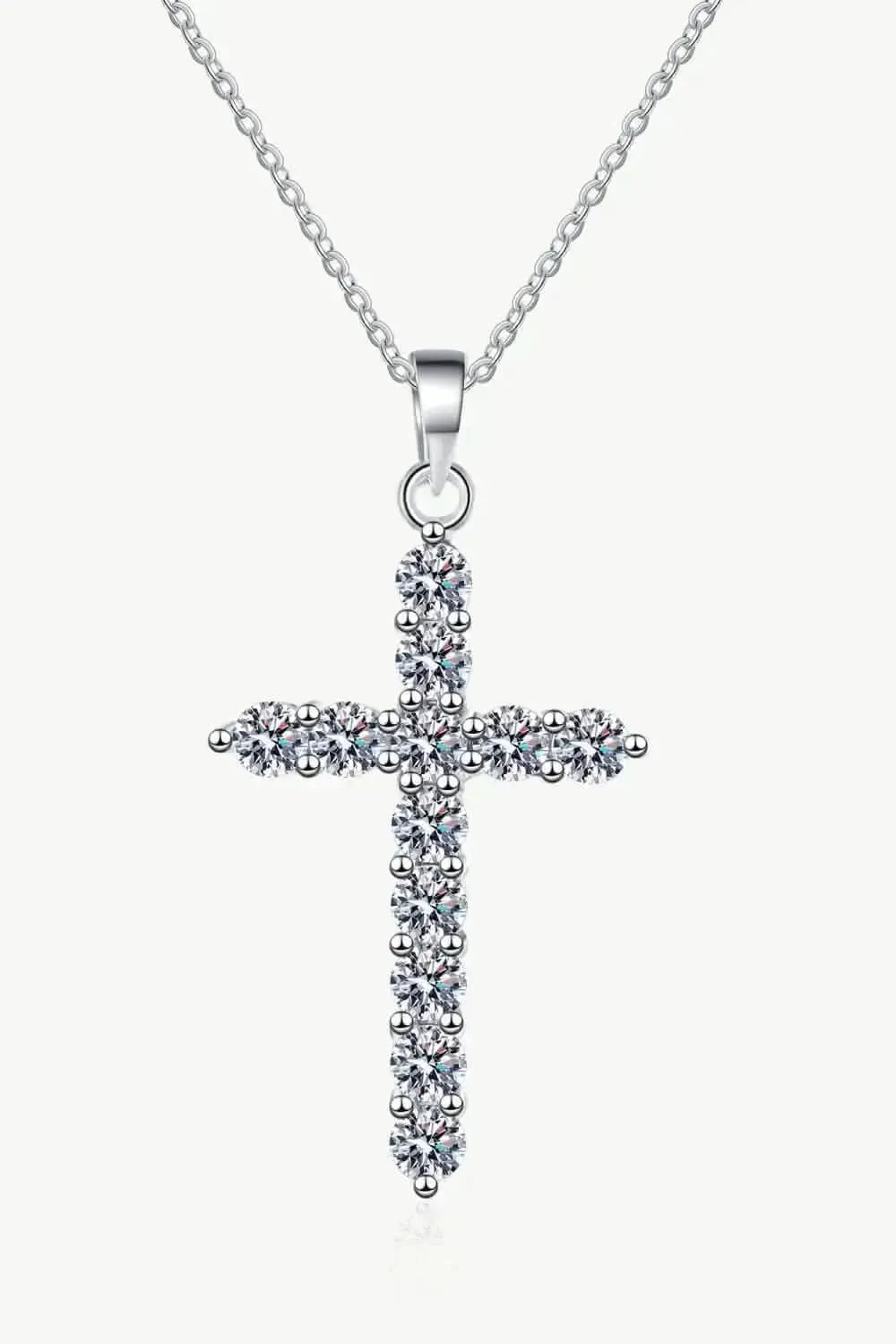 Moissanite Cross Pendant Chain Necklace - Bad Moms Club