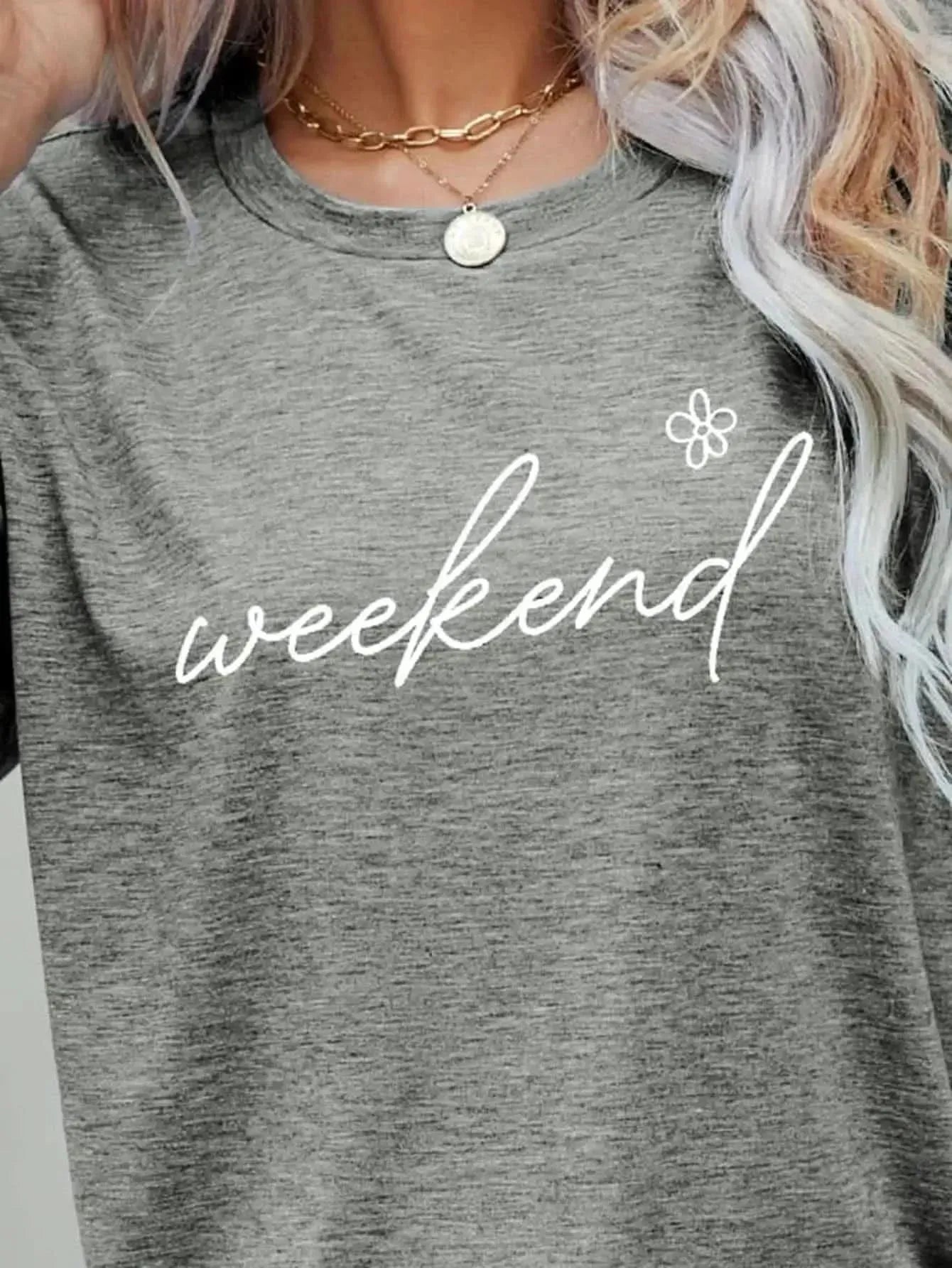 WEEKEND Flower Graphic Short Sleeve Tee - Bad Moms Club