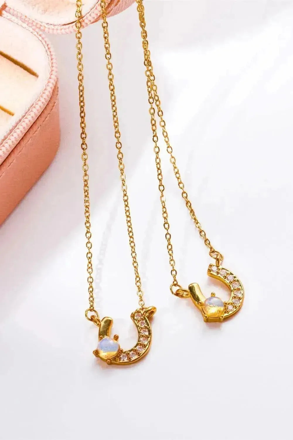 Horseshoe Shape Copper 14K Gold Plated Pendant Necklace - Bad Moms Club