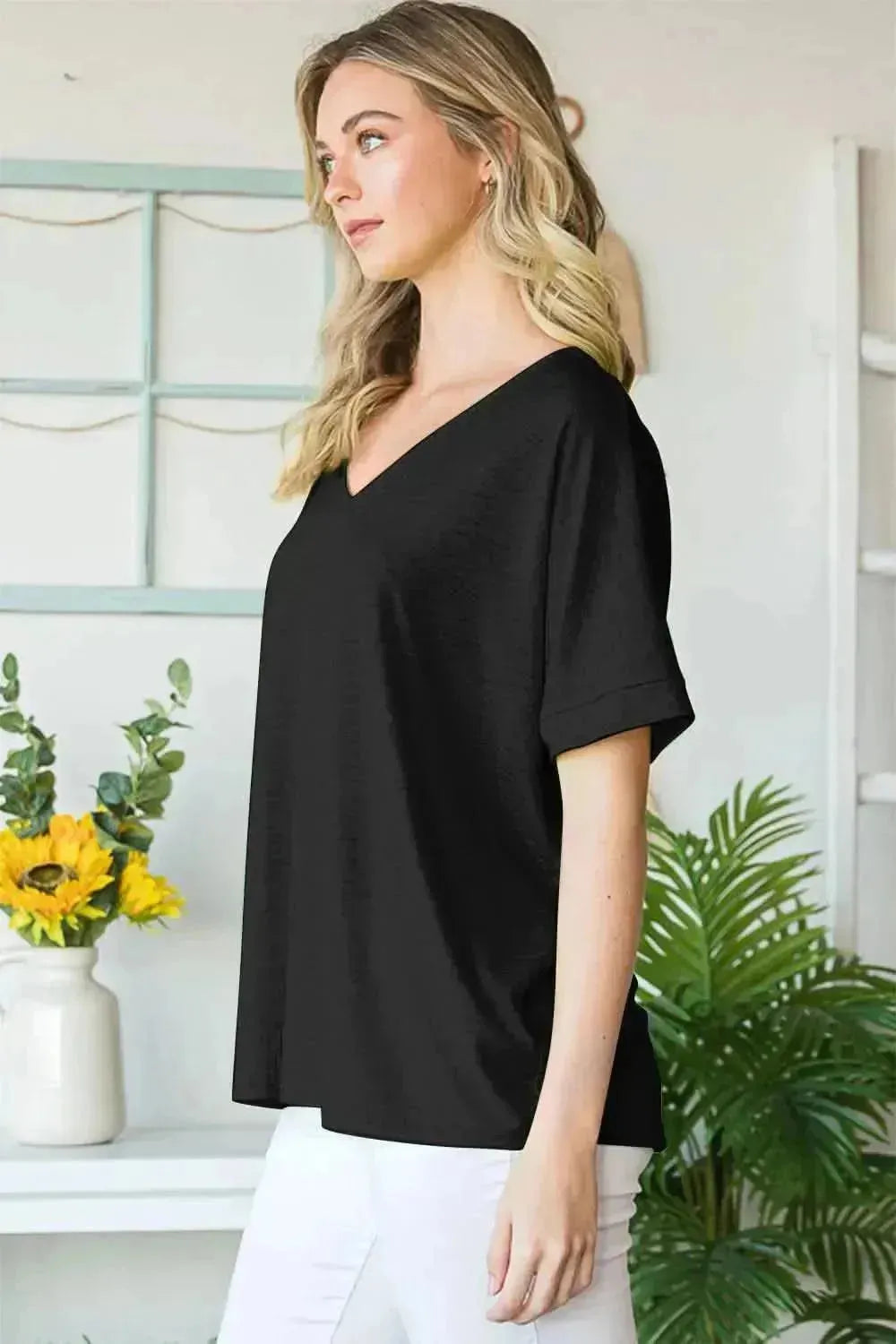 Heimish Full Size V-Neck Short Sleeve T-Shirt - Bad Moms Club