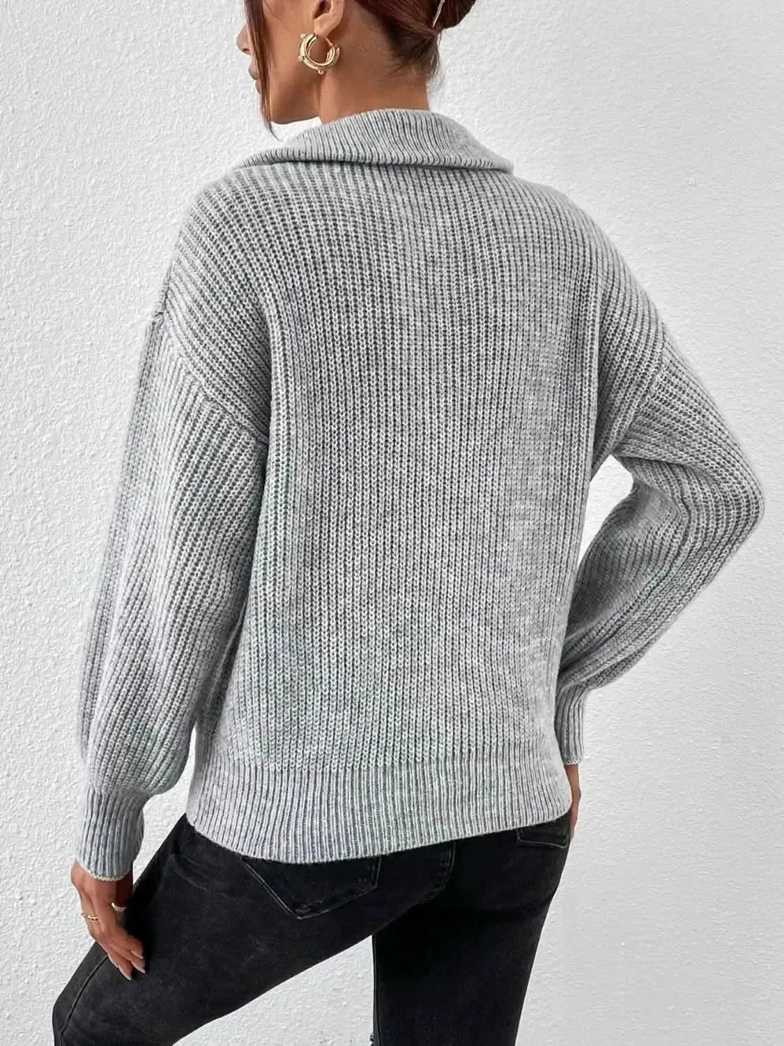 Honey Half Zip Dropped Shoulder Sweater - Bad Moms Club
