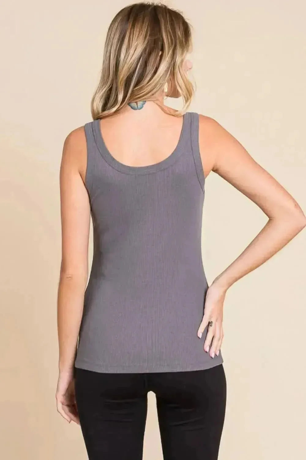 Culture Code Full Size Ribbed Scoop Neck Tank - Bad Moms Club