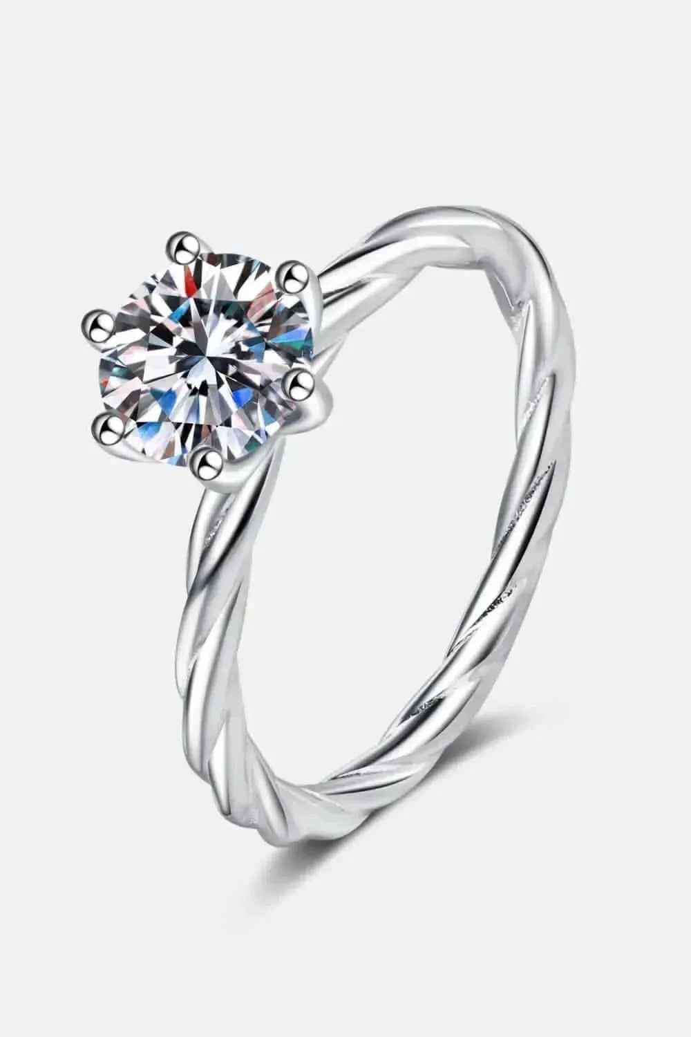 1 Carat Moissanite 6-Prong Twisted Ring - Bad Moms Club