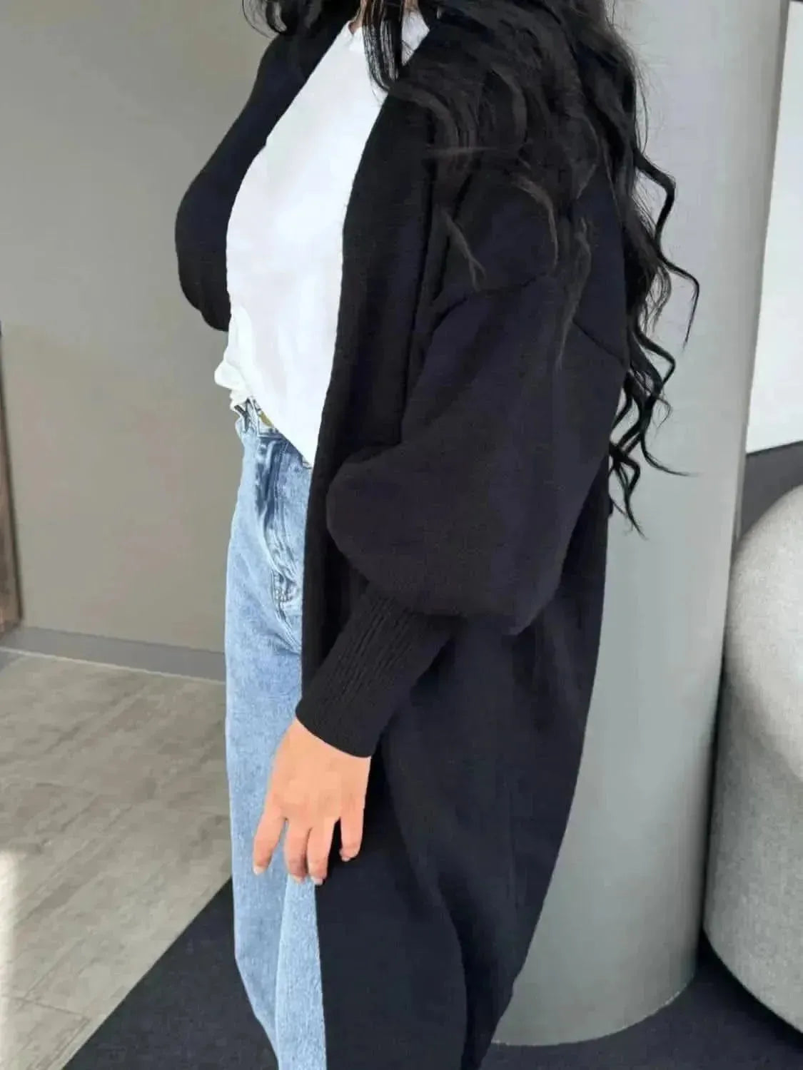 Open Front Dropped Shoulder Cardigan - Bad Moms Club