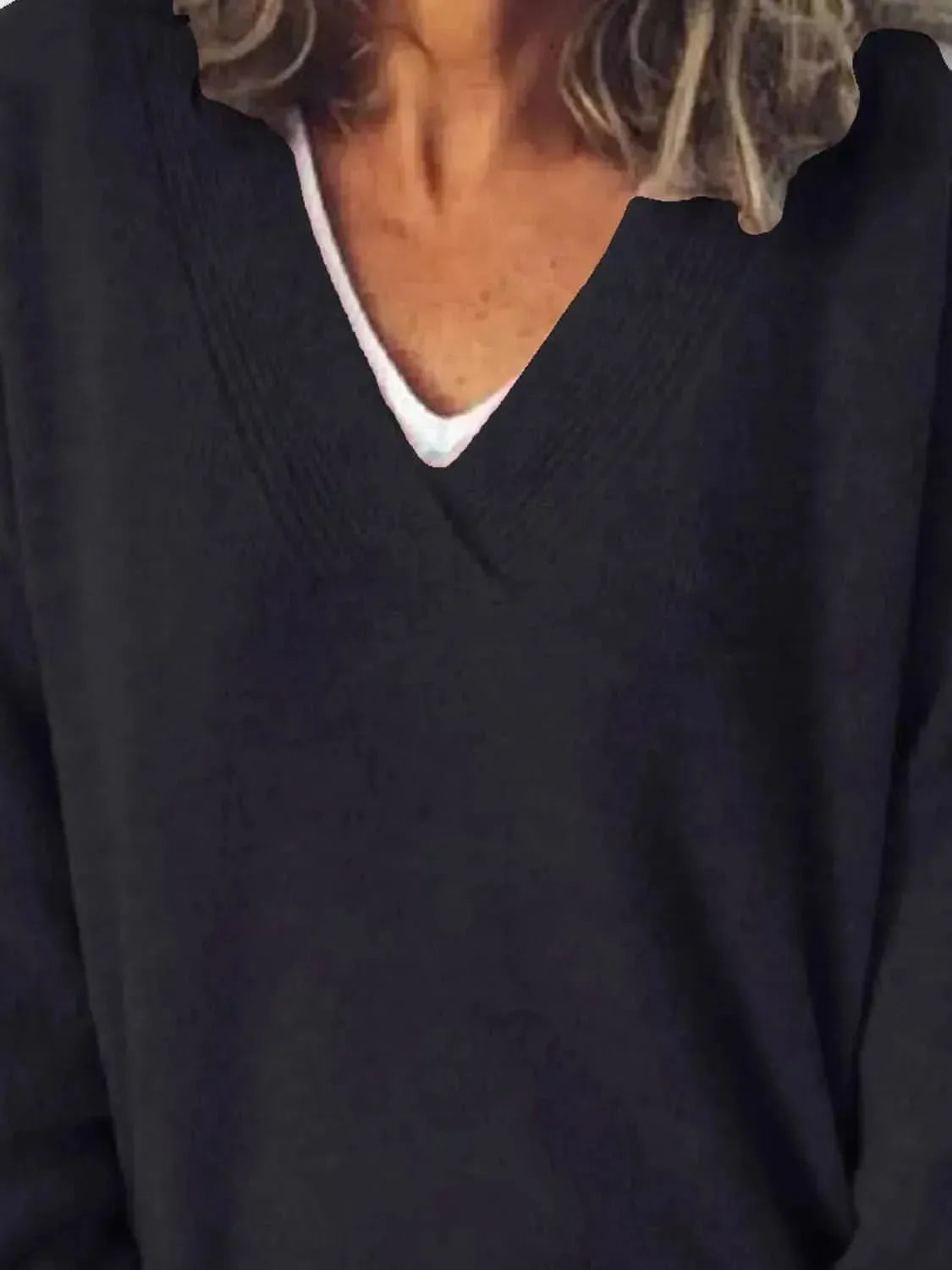 V-Neck Dropped Shoulder Sweater - Bad Moms Club