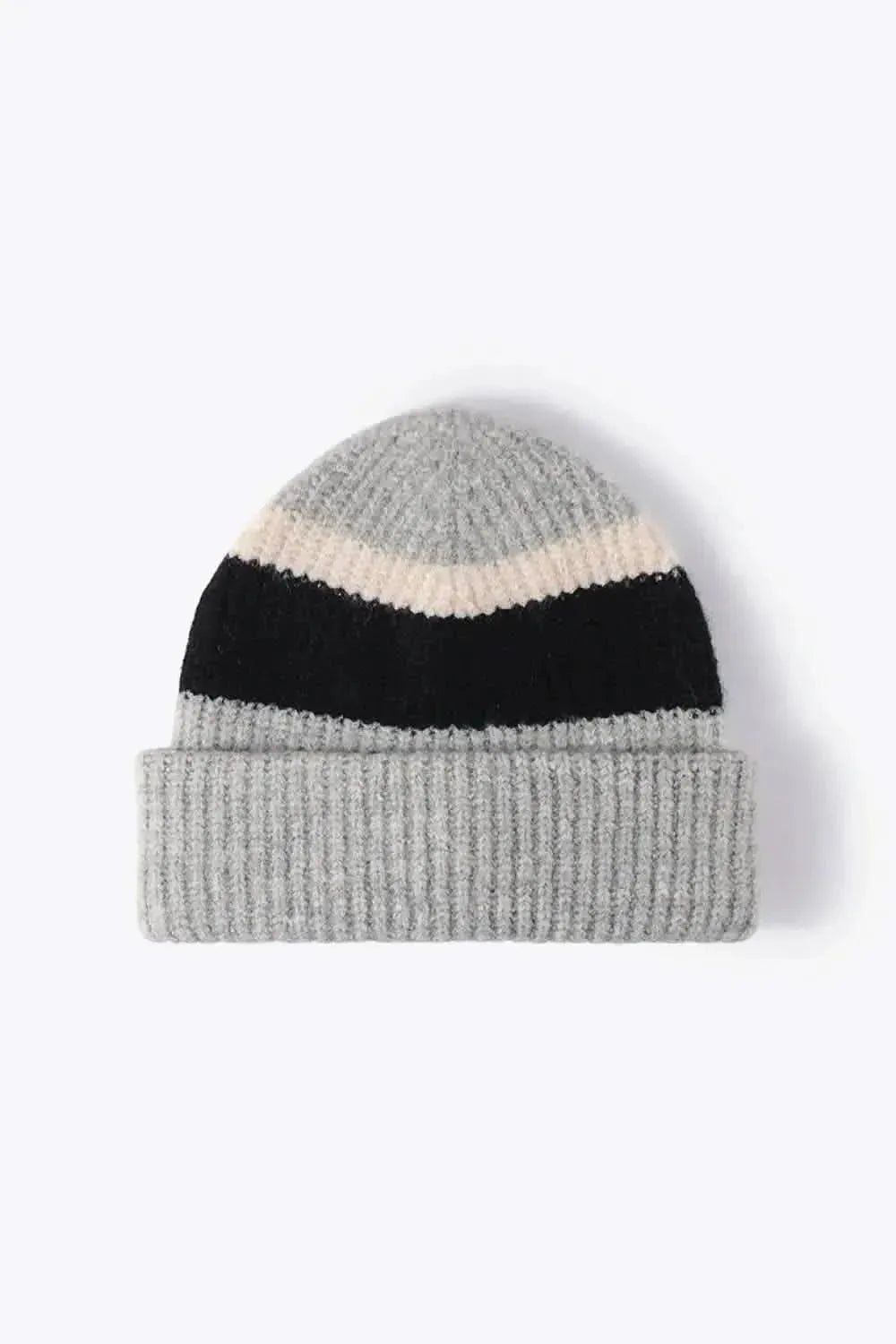 Tricolor Cuffed Knit Beanie - Bad Moms Club