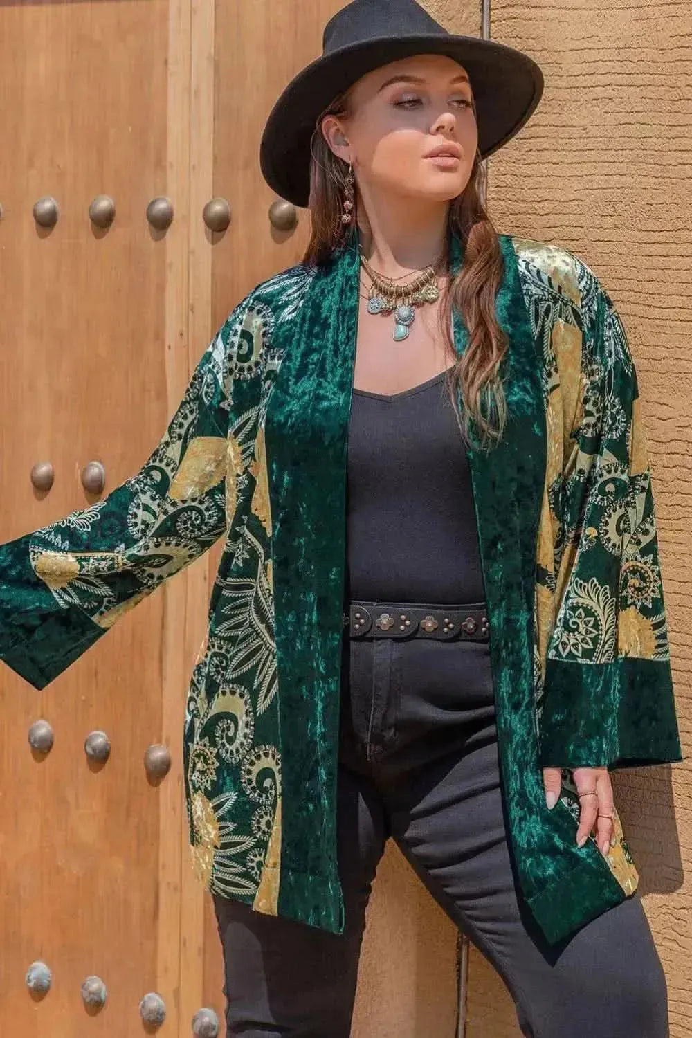 Plus Size Open Front Bohemian Style Long Sleeve Cardigan - Bad Moms Club