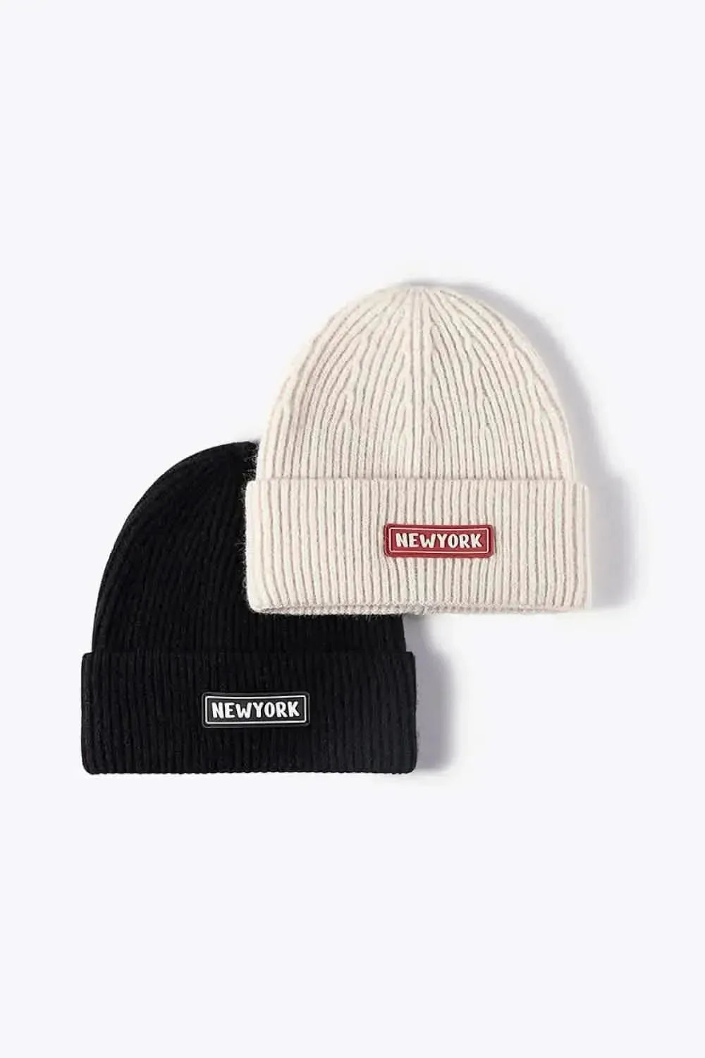 NEWYORK Patch Rib-Knit Cuffed Beanie - Bad Moms Club