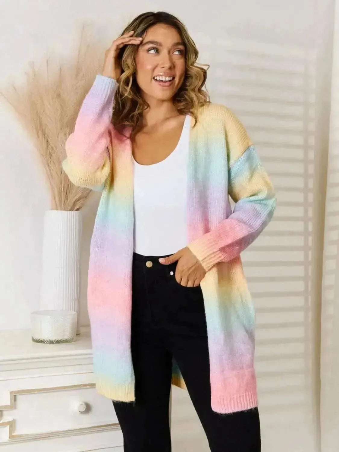 Full Size Gradient Open Front Cardigan - Bad Moms Club