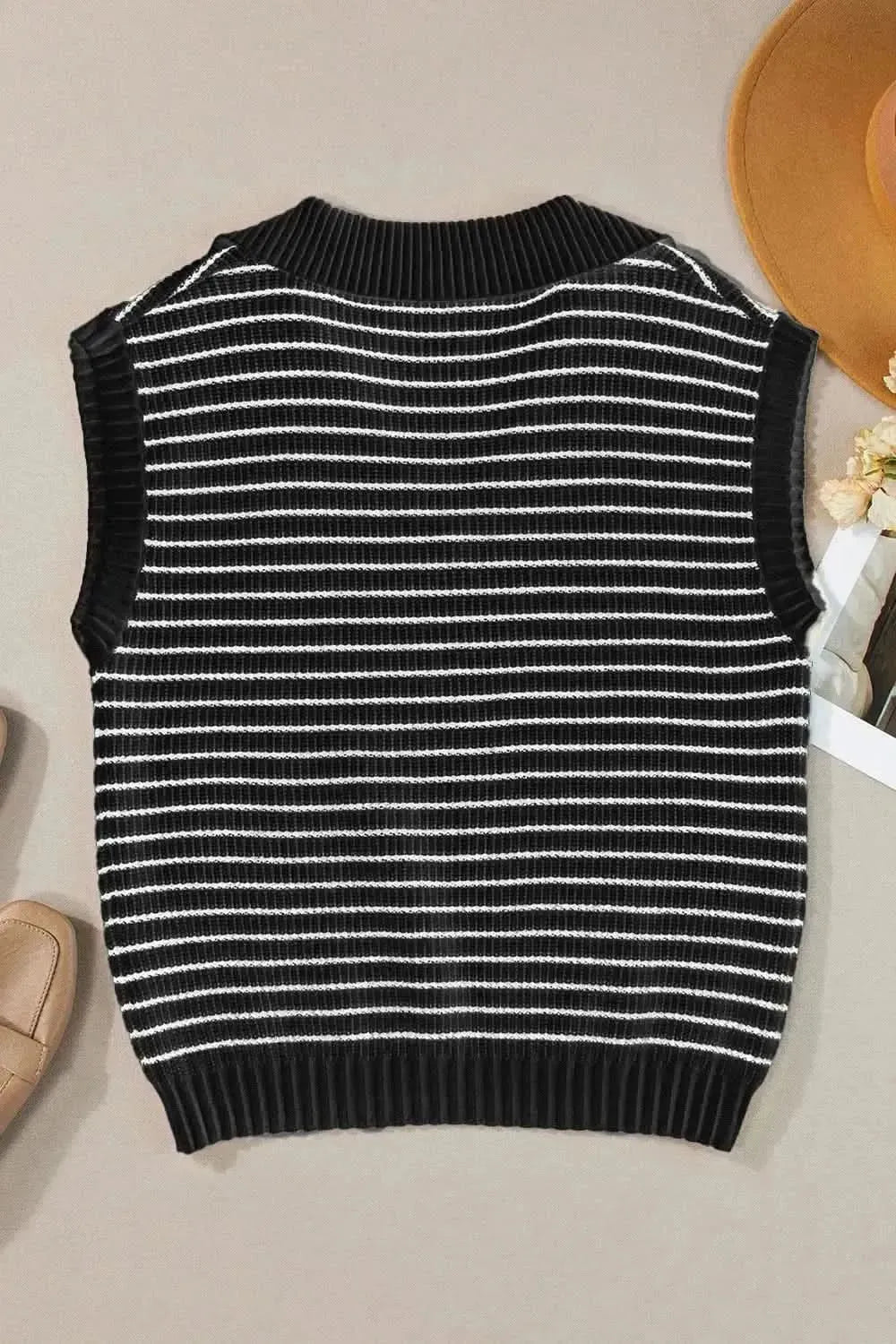 Striped Collared Neck Tank - Bad Moms Club