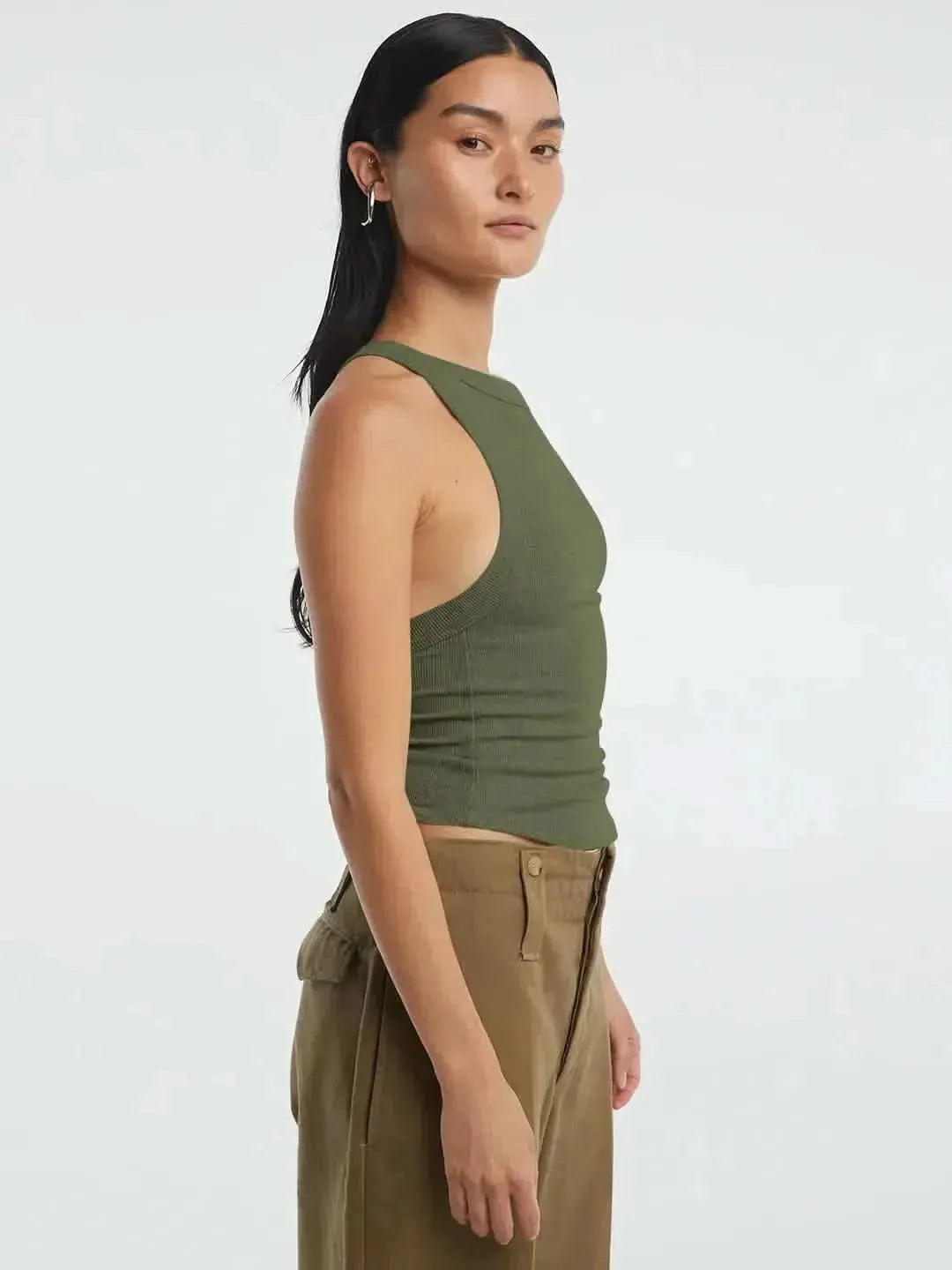 Halter Neck Ribbed Cropped Top - Bad Moms Club