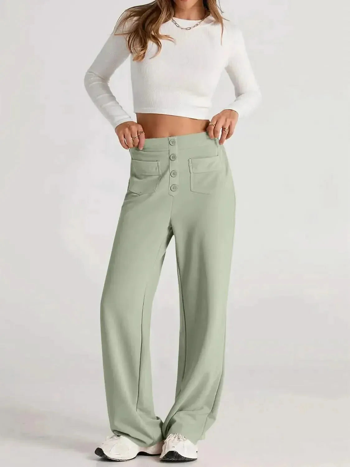 High Waist Wide Leg Pants - Bad Moms Club