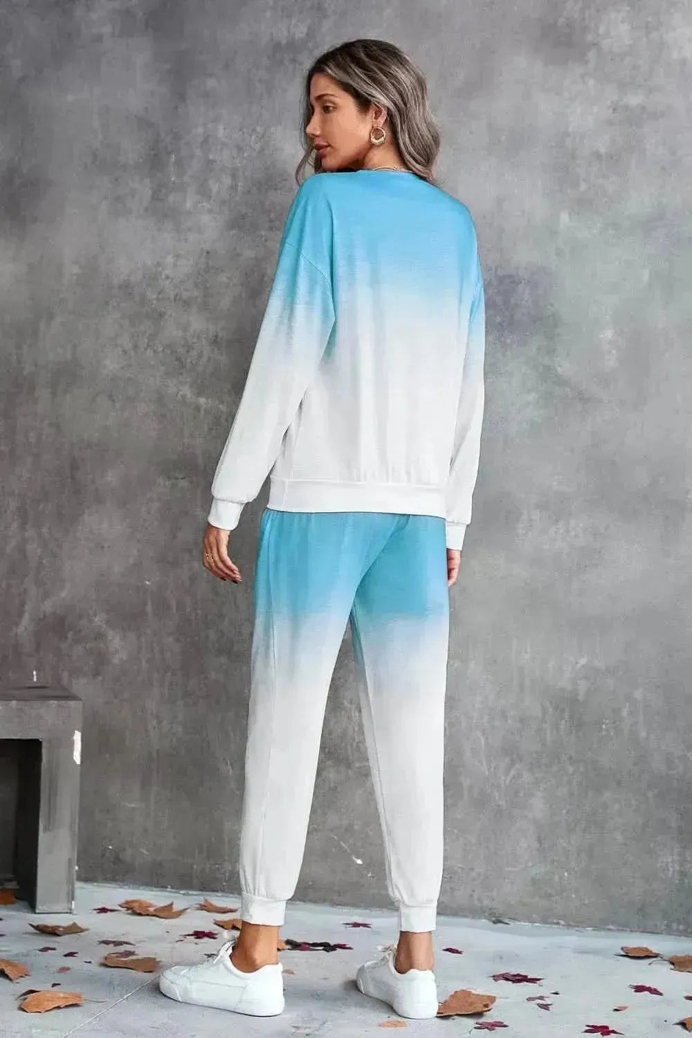 Gradient Round Neck Sweatshirt and Joggers Set - Bad Moms Club