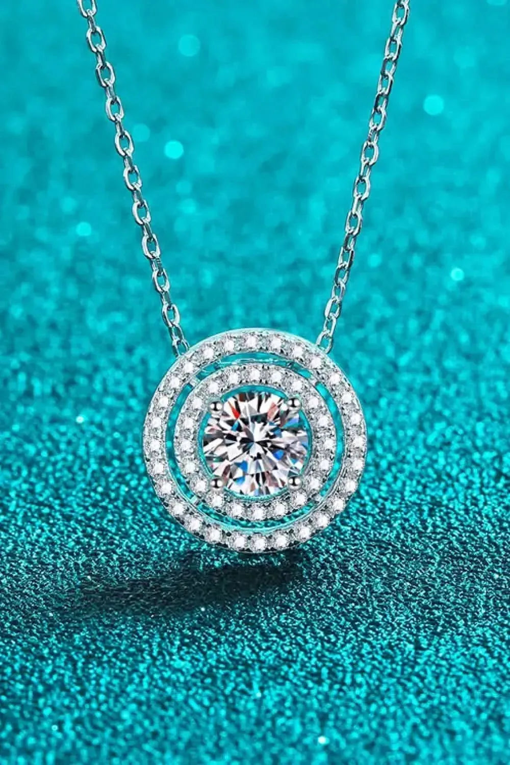 Moissanite Round Pendant Rhodium-Plated Necklace - Bad Moms Club