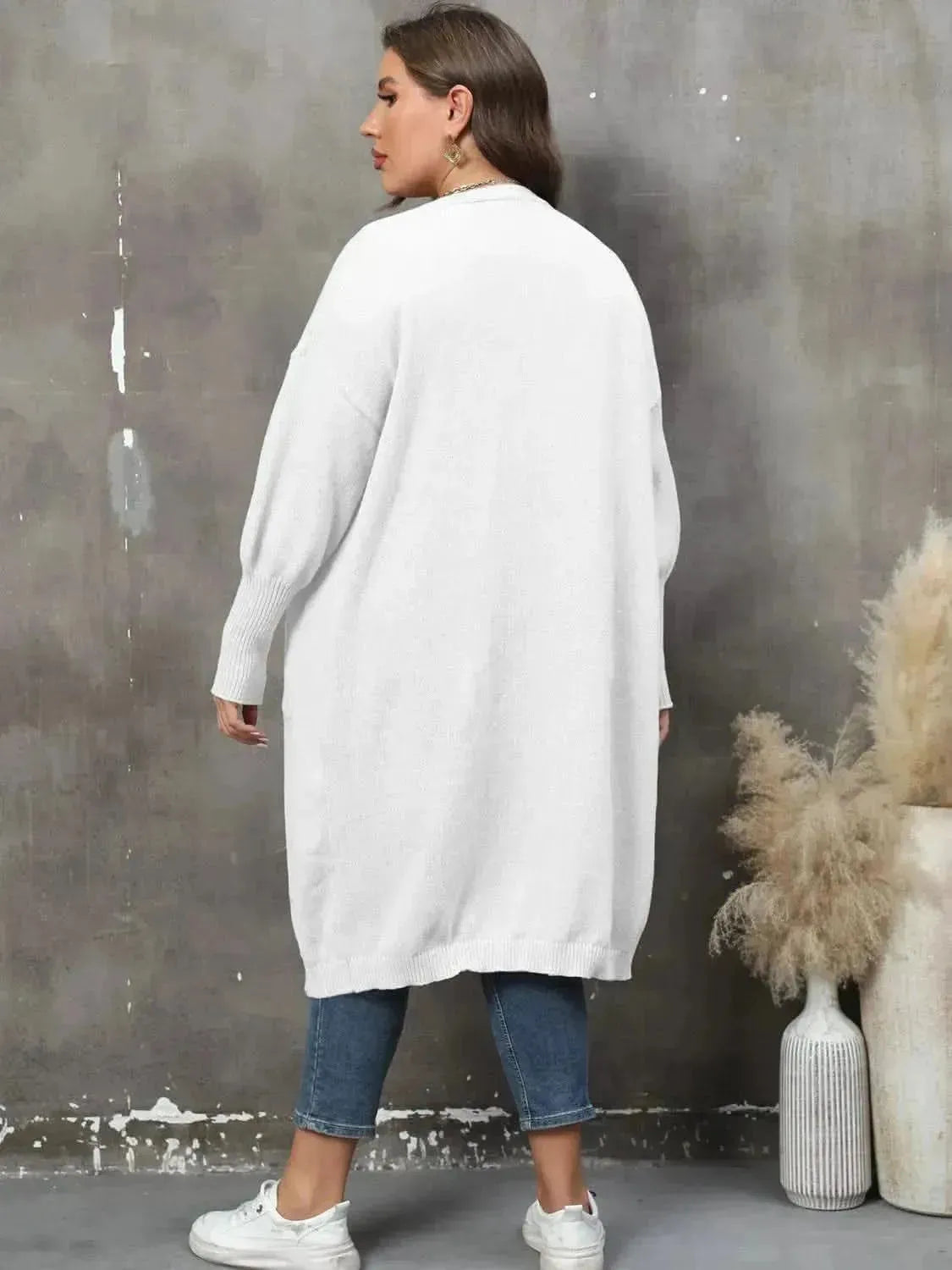 Plus Size Long Sleeve Pocketed Cardigan - Bad Moms Club