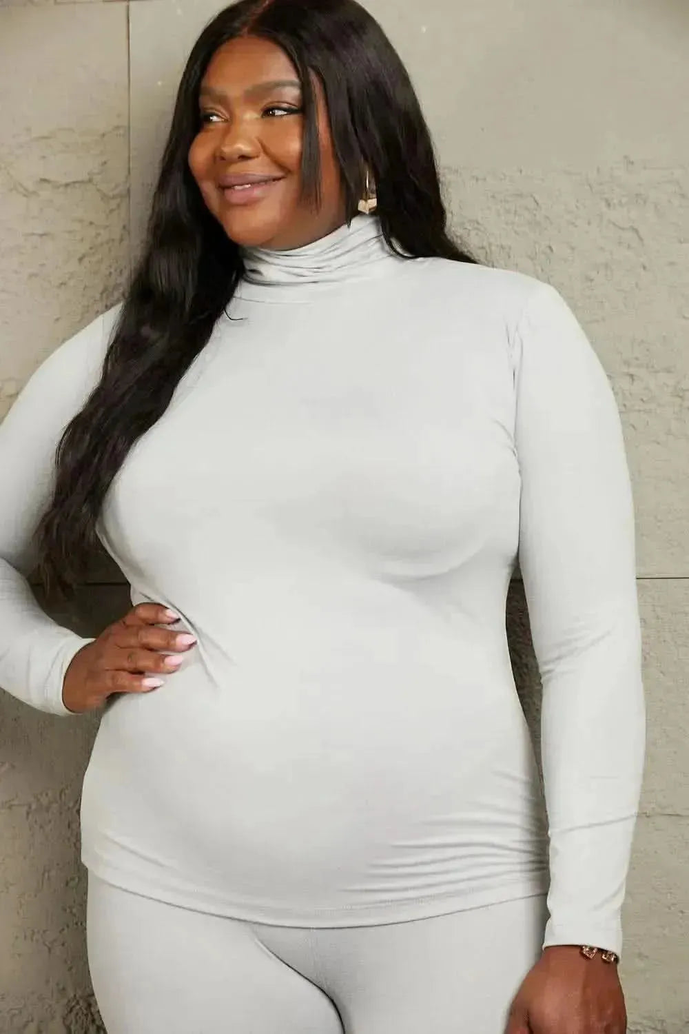 Zenana Friend in Me Full Size Mock Neck Top and Leggings Set - Bad Moms Club