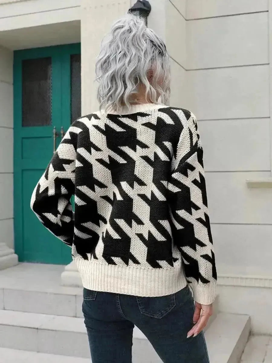 Houndstooth Button Down Cardigan - Bad Moms Club