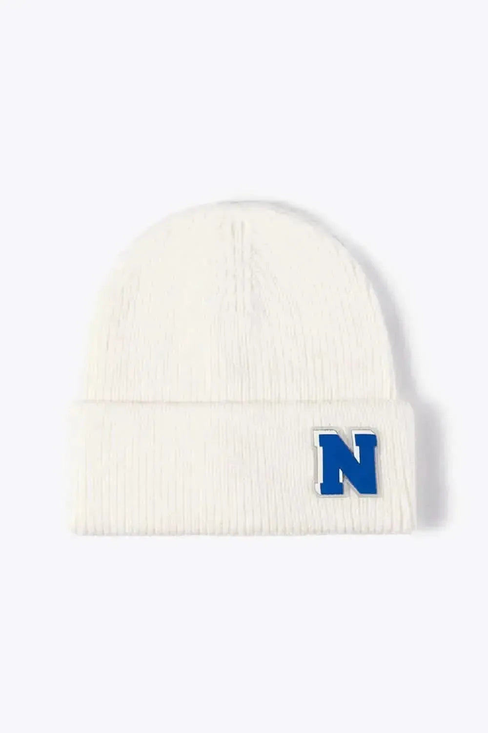Letter N Patch Cuffed Knit Beanie - Bad Moms Club