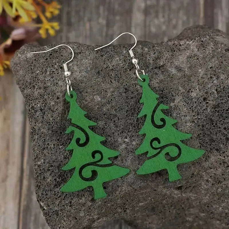 Christmas Tree Wooden Earrings - Bad Moms Club
