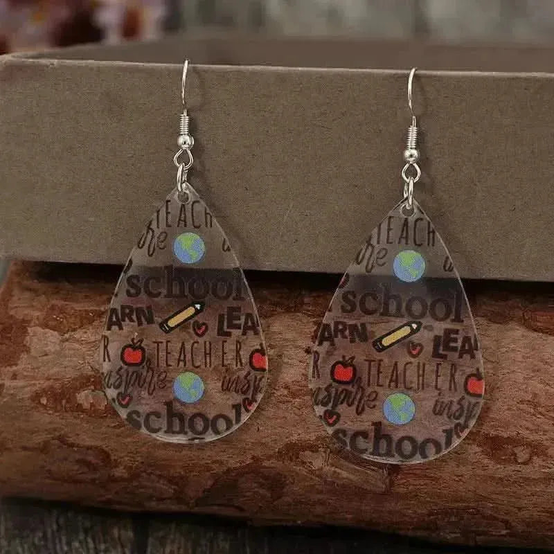 Acrylic Letter Teardrop Shape Earrings - Bad Moms Club