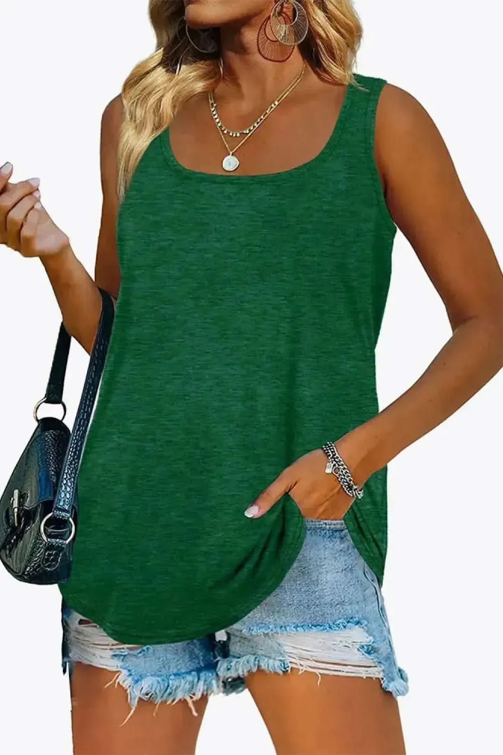 Curved Hem Square Neck Tank - Bad Moms Club