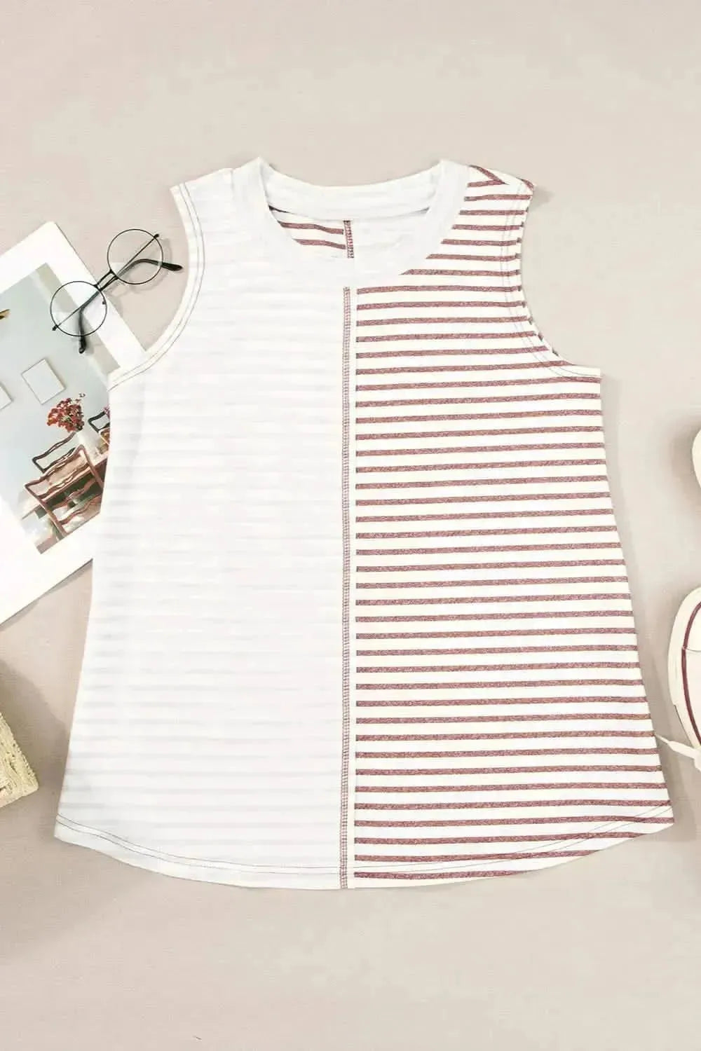 Striped Round Neck Tank - Bad Moms Club