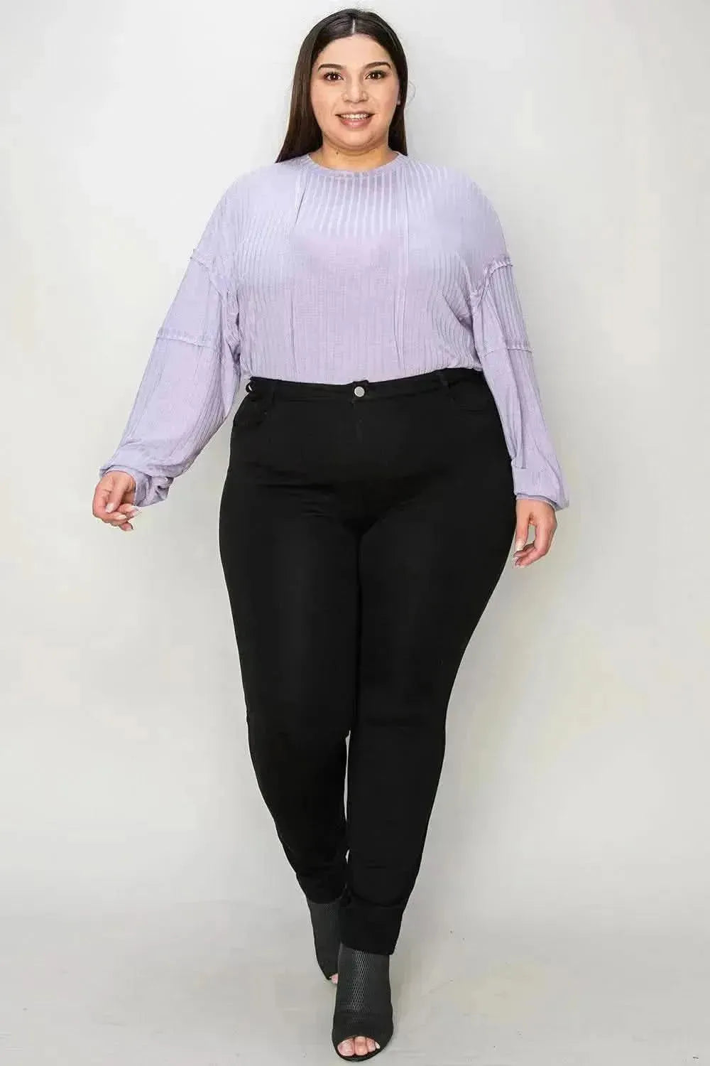 Basic Bae Full Size Ribbed Round Neck Long Sleeve T-Shirt - Bad Moms Club