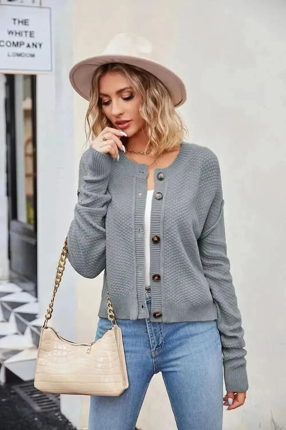 Button Down Exposed Seam Cardigan - Bad Moms Club