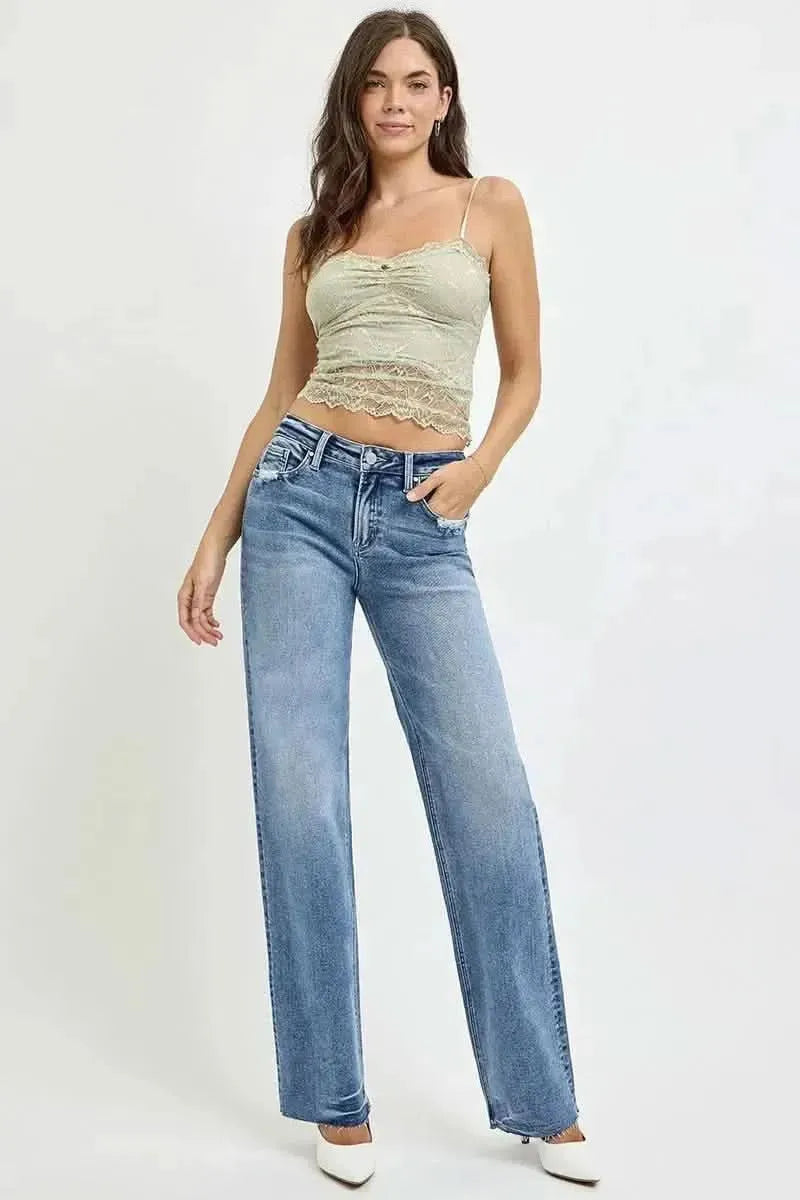 RISEN Full Size High Rise Straight Leg Jeans with Pockets - Bad Moms Club