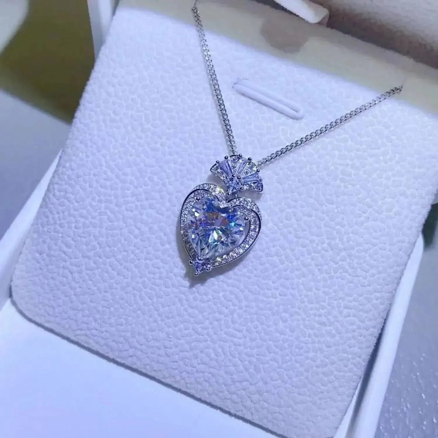 3 Carat Moissanite 925 Sterling Silver Heart Pendant Necklace - Bad Moms Club