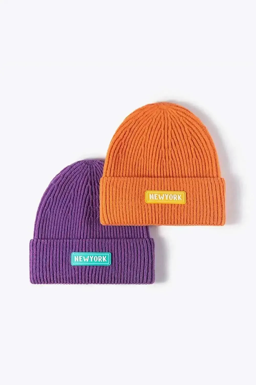 NEWYORK Patch Rib-Knit Cuffed Beanie - Bad Moms Club