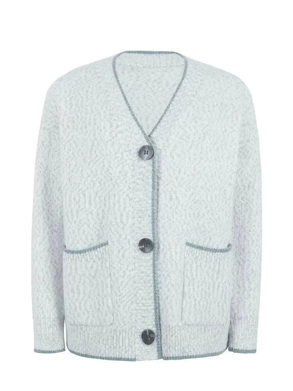 Button Down V-Neck Cardigan with Pockets - Bad Moms Club